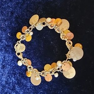 B1853 Silpada  Mixed Metal Cha Cha Bracelet. Silver,Brass Copper,Pearl,Tiger eye